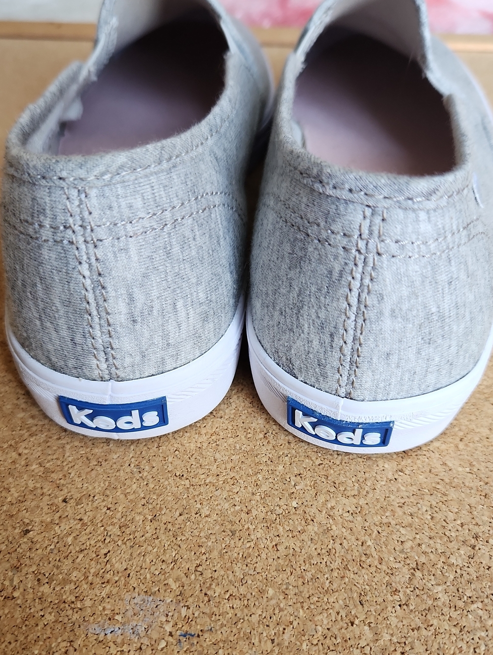 Keds Women’s Slip-On Sneakers in Light Gray with Pink Insole - Picture 3 of 4